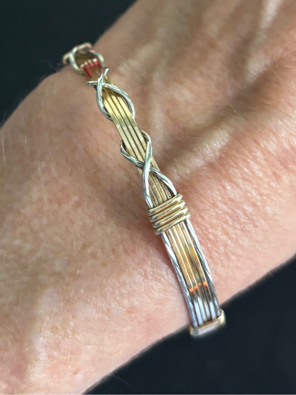 Ronaldo I Love You Forever Gold and Silver Twisted Wire Women’s Bracelet 7” - Picture 8 of 10